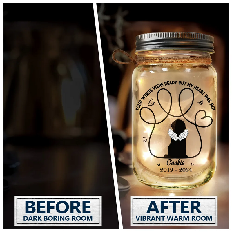 Memorial Dog You Left Paw Prints On My Heart - Personalized Mason Jar Light