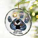 Christmas Memorial Dog Loss Pet Paw - Personalized Circle Glass Ornament