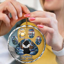 Christmas Memorial Dog Loss Pet Paw - Personalized Circle Glass Ornament