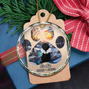 Christmas Memorial Dog Loss Pet Paw - Personalized Circle Glass Ornament