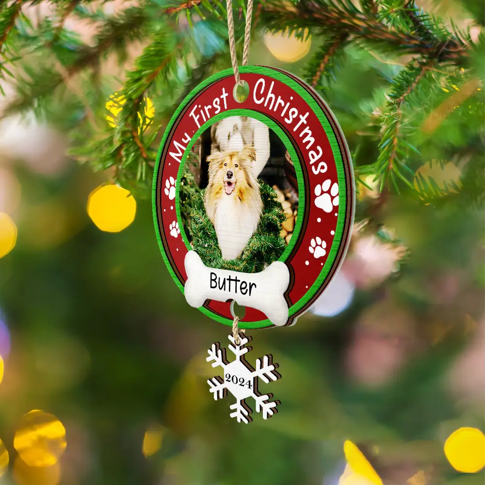 Décoration de Noël personnalisée avec photo pour chien et chat - Décoration mixte personnalisée avec étiquette en bois 