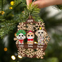 Snowflake Christmas Dogs Cats - Personalized Wooden Cutout Ornament