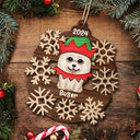 Snowflake Christmas Dogs Cats - Personalized Wooden Cutout Ornament