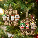 Snowflake Christmas Dogs Cats - Personalized Wooden Cutout Ornament