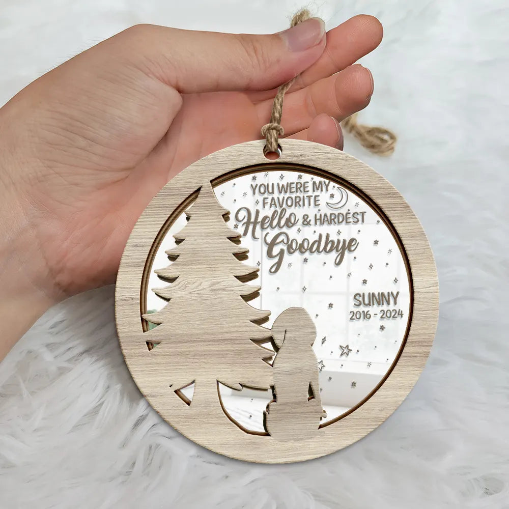 Memorial Dog Sending Christmas Wishes Over The Rainbow Bridge - Personalized Mirror Ornament