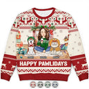 Pet Lovers - Happy Great Pawlidays Christmas Dogs Cats Pets - Personalized Unisex Ugly Sweater