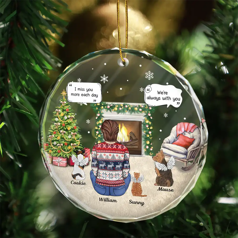 Memorial, Pet Lovers - Memorial Dog Cat Our House Is Not The Same Without Your Paw Prints In It - Personalized Circle Glass Ornament