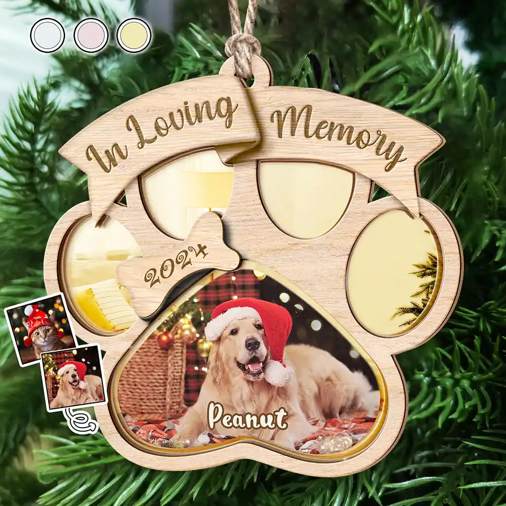 Custom Photo Memorial Dog Cat Pet You Left Paw Prints On My Heart - Personalized Mirror Ornament
