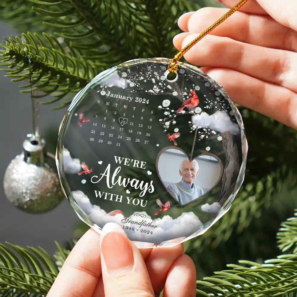 Memorial - Custom Photo Calendar The Day God Called You Home Memorial - Personalized Circle Glass Ornament