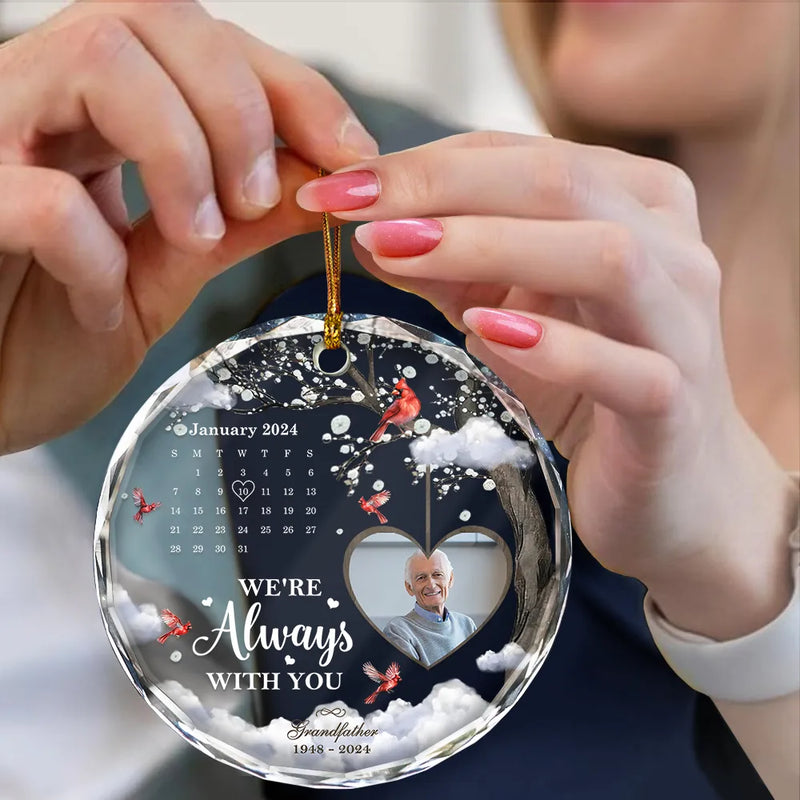 Memorial - Custom Photo Calendar The Day God Called You Home Memorial - Personalized Circle Glass Ornament
