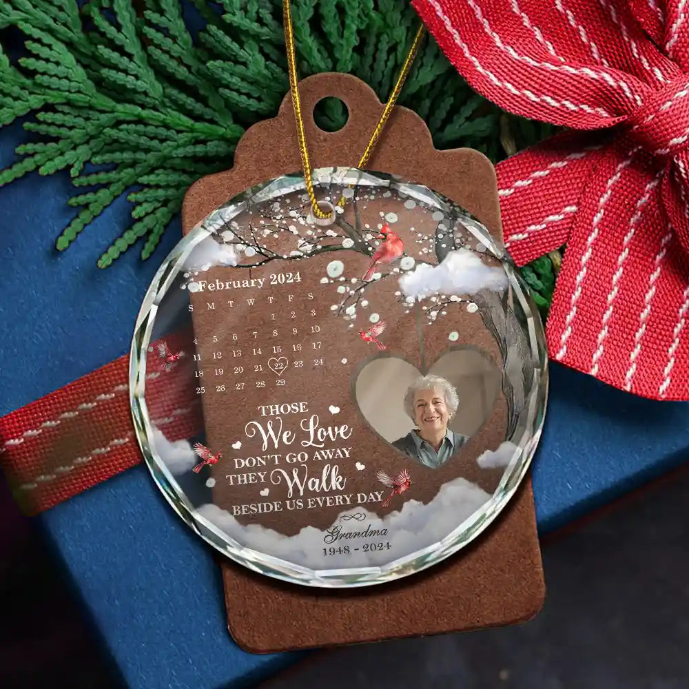 Memorial - Custom Photo Calendar The Day God Called You Home Memorial - Personalized Circle Glass Ornament