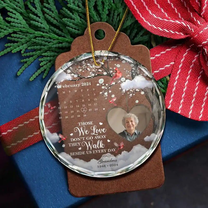 Memorial - Custom Photo Calendar The Day God Called You Home Memorial - Personalized Circle Glass Ornament
