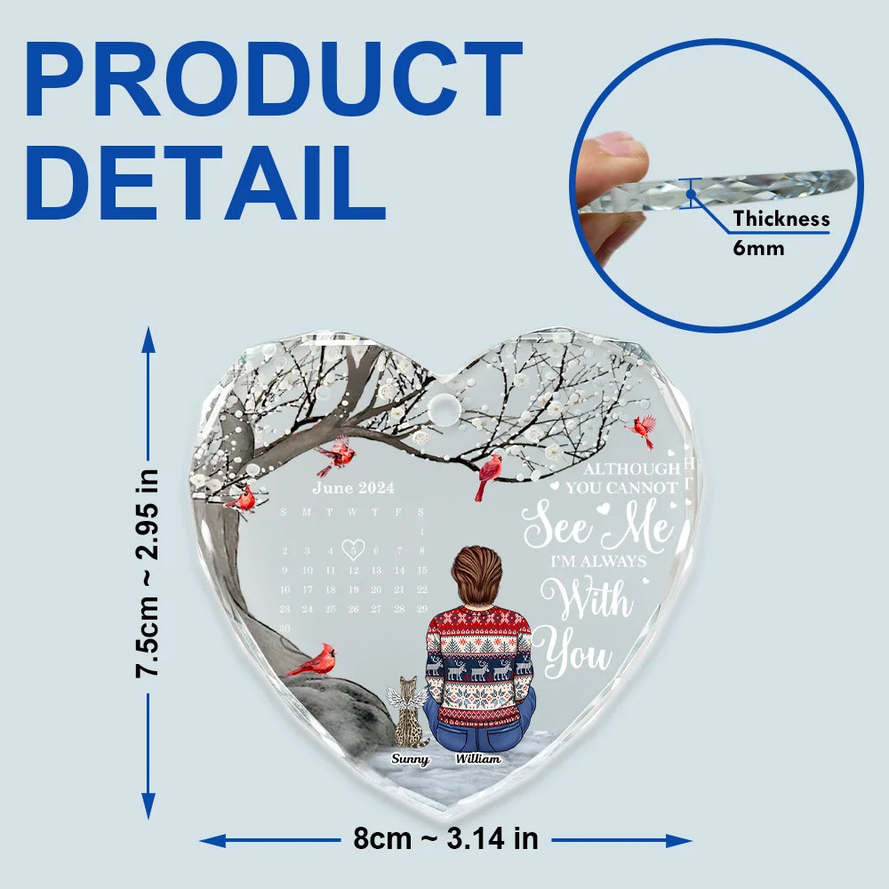 Memorial Dog Cat The Day God Called You Home Calendar - Personalized Heart Shaped Glass Ornament