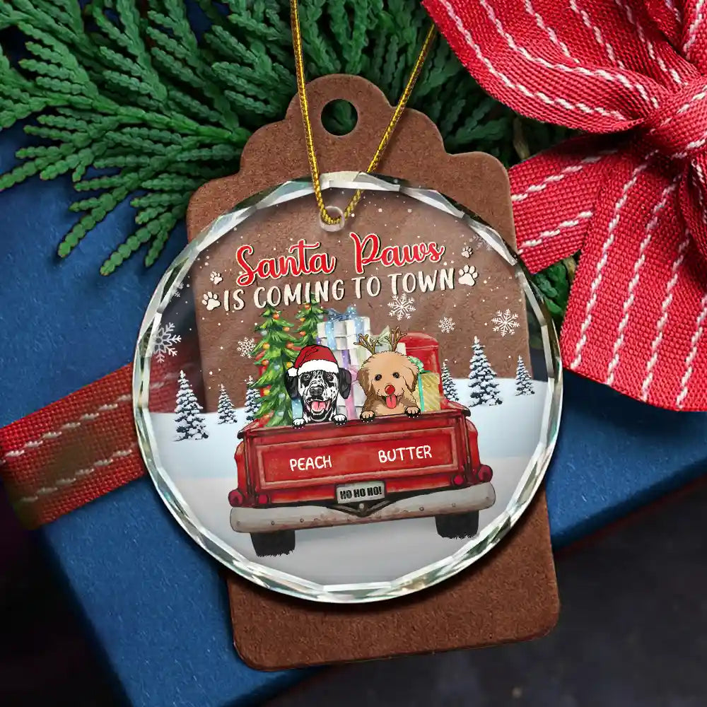 Pet Lovers, Dog Lovers, Cat Lovers - Dogs Cats Have Yourself A Furry Little Christmas - Personalized Circle Glass Ornament