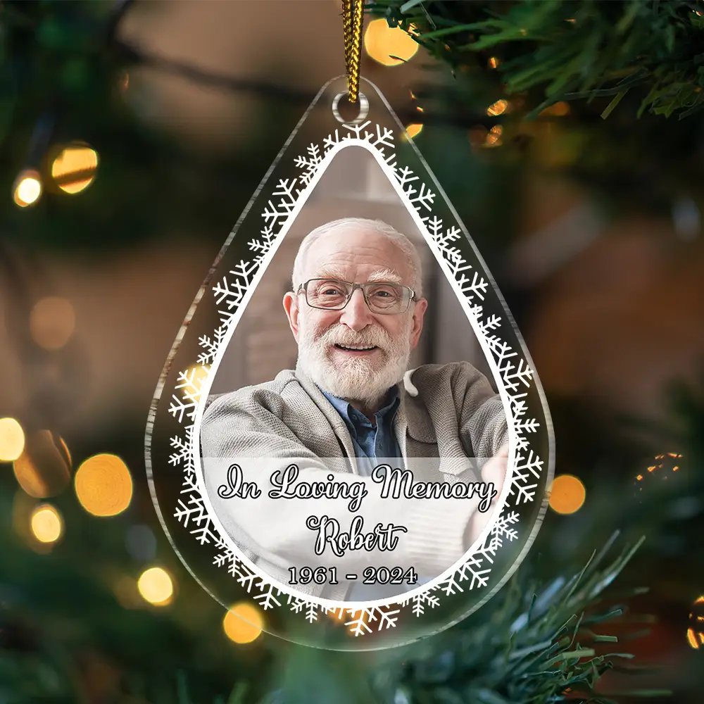 Memorial,Christmas,Custom Photo,Sad - Custom Photo In Loving Memory - Personalized Custom Shaped Acrylic Ornament