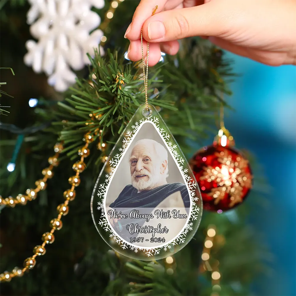 Memorial,Christmas,Custom Photo,Sad - Custom Photo In Loving Memory - Personalized Custom Shaped Acrylic Ornament