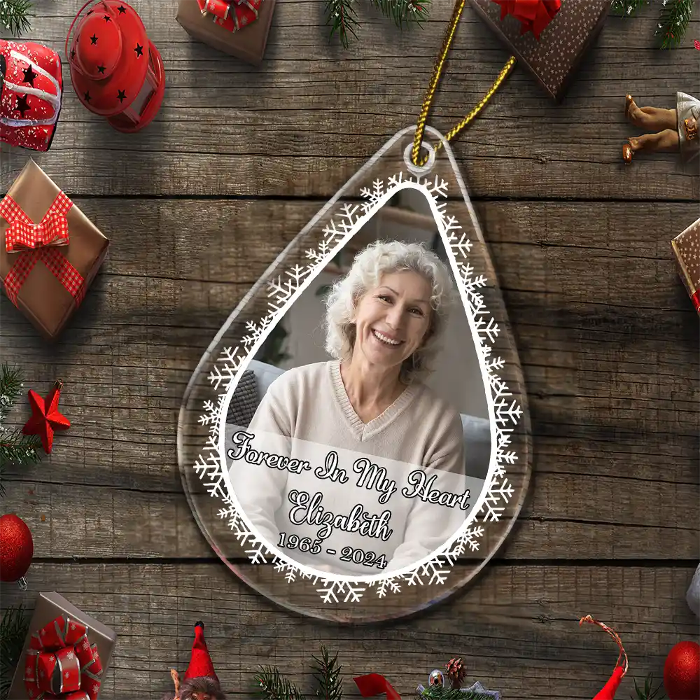 Memorial,Christmas,Custom Photo,Sad - Custom Photo In Loving Memory - Personalized Custom Shaped Acrylic Ornament