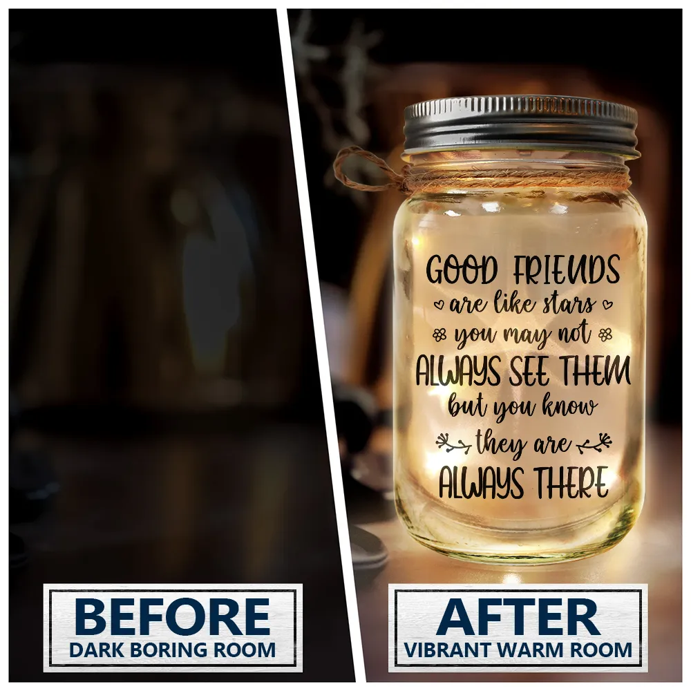 Gift For Bestie, Gift For Sisters, Gift For Women - Besties I Love You To The Moon & Back - Personalized Mason Jar Light