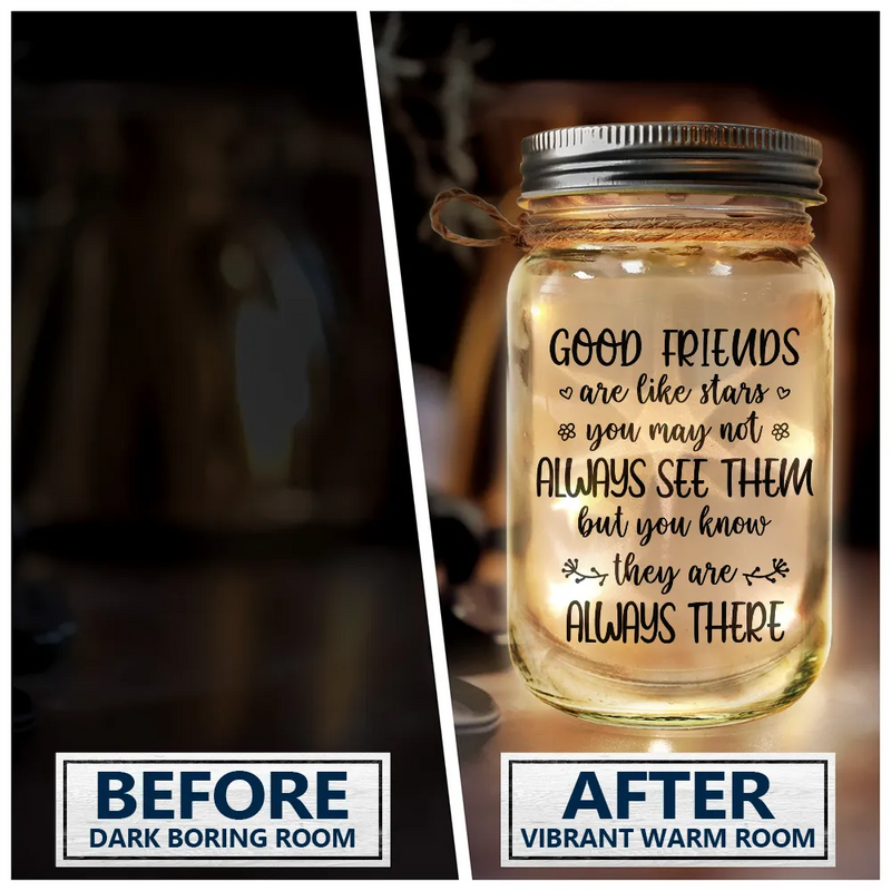 Gift For Bestie, Gift For Sisters, Gift For Women - Besties I Love You To The Moon & Back - Personalized Mason Jar Light