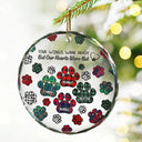 Memorial, Pet Lovers, Dog Lovers, Cat Lovers - Memorial Dog Cat You Left Paw Prints On My Heart - Personalized Circle Glass Ornament