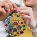 Memorial, Pet Lovers, Dog Lovers, Cat Lovers - Memorial Dog Cat You Left Paw Prints On My Heart - Personalized Circle Glass Ornament