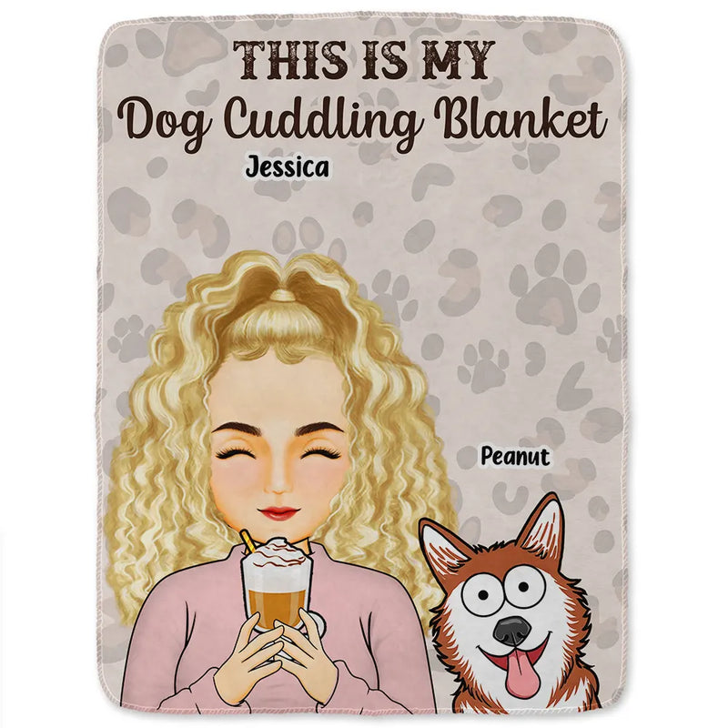 Pet Lovers,Pet Mom,Dog Lovers,Cat Lovers,Happy - My Cat Dog Cuddling Blanket Peeking - Personalized Fleece Blanket, Sherpa Blanket