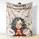 Pet Lovers,Pet Mom,Dog Lovers,Cat Lovers,Happy - My Cat Dog Cuddling Blanket Peeking - Personalized Fleece Blanket, Sherpa Blanket