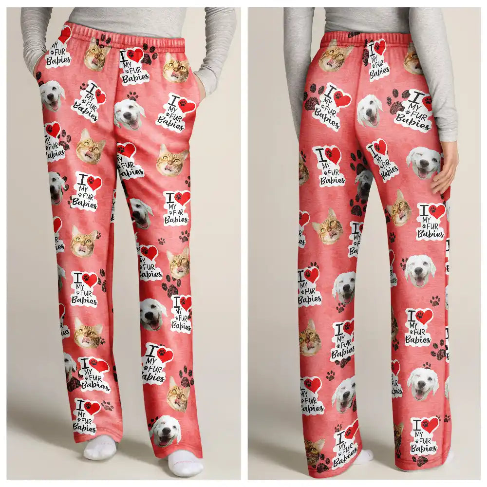 Pet Lovers - Custom Photo I Love My Dogs - Personalized Pajama Pants