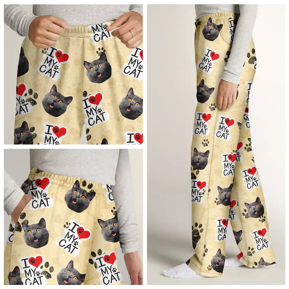 Pet Lovers - Custom Photo I Love My Dogs - Personalized Pajama Pants