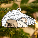 Memorial, Pet Lovers, Dog Lovers, Cat Lovers - Memorial Angel Pet Don't Cry For Me - Personalized Wooden Cutout Ornament
