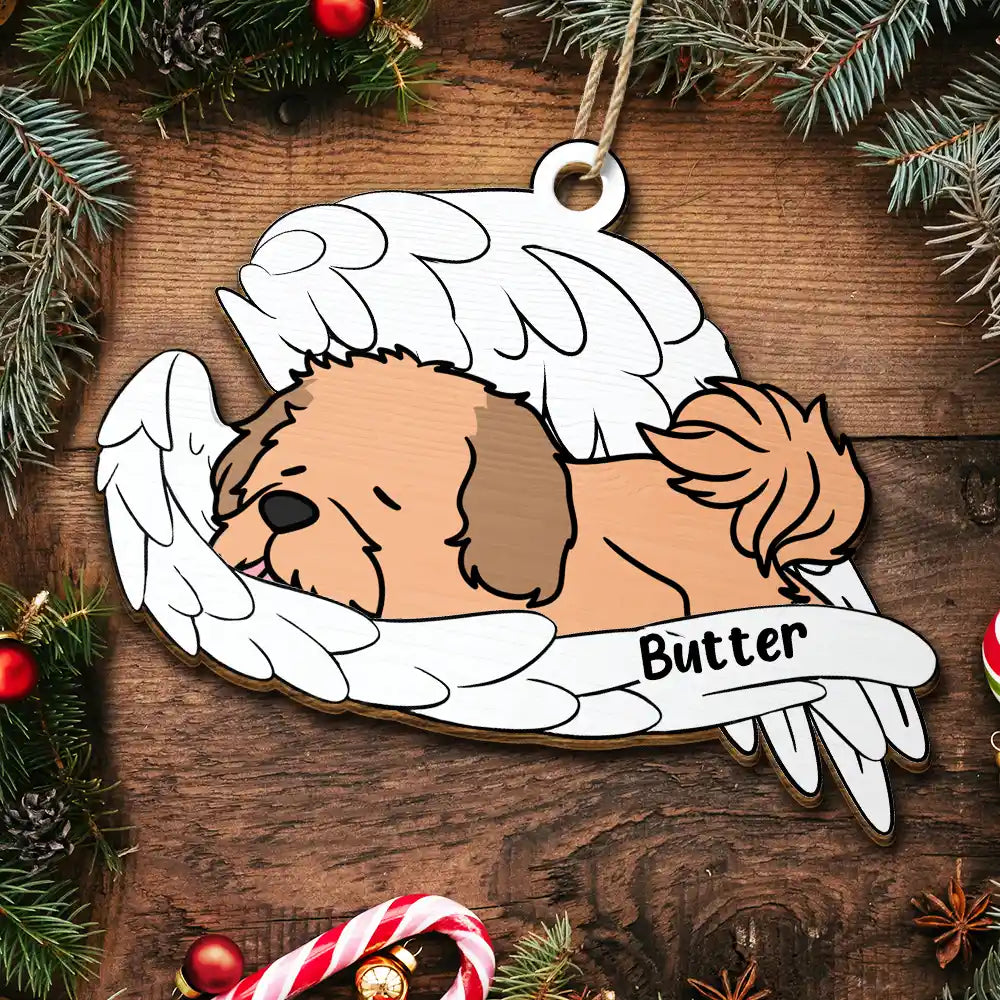 Memorial, Pet Lovers, Dog Lovers, Cat Lovers - Memorial Angel Pet Don't Cry For Me - Personalized Wooden Cutout Ornament