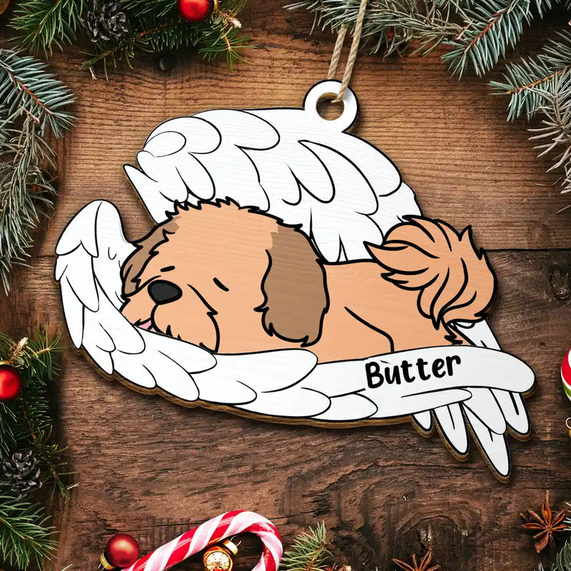 Memorial, Pet Lovers, Dog Lovers, Cat Lovers - Memorial Angel Pet Don't Cry For Me - Personalized Wooden Cutout Ornament