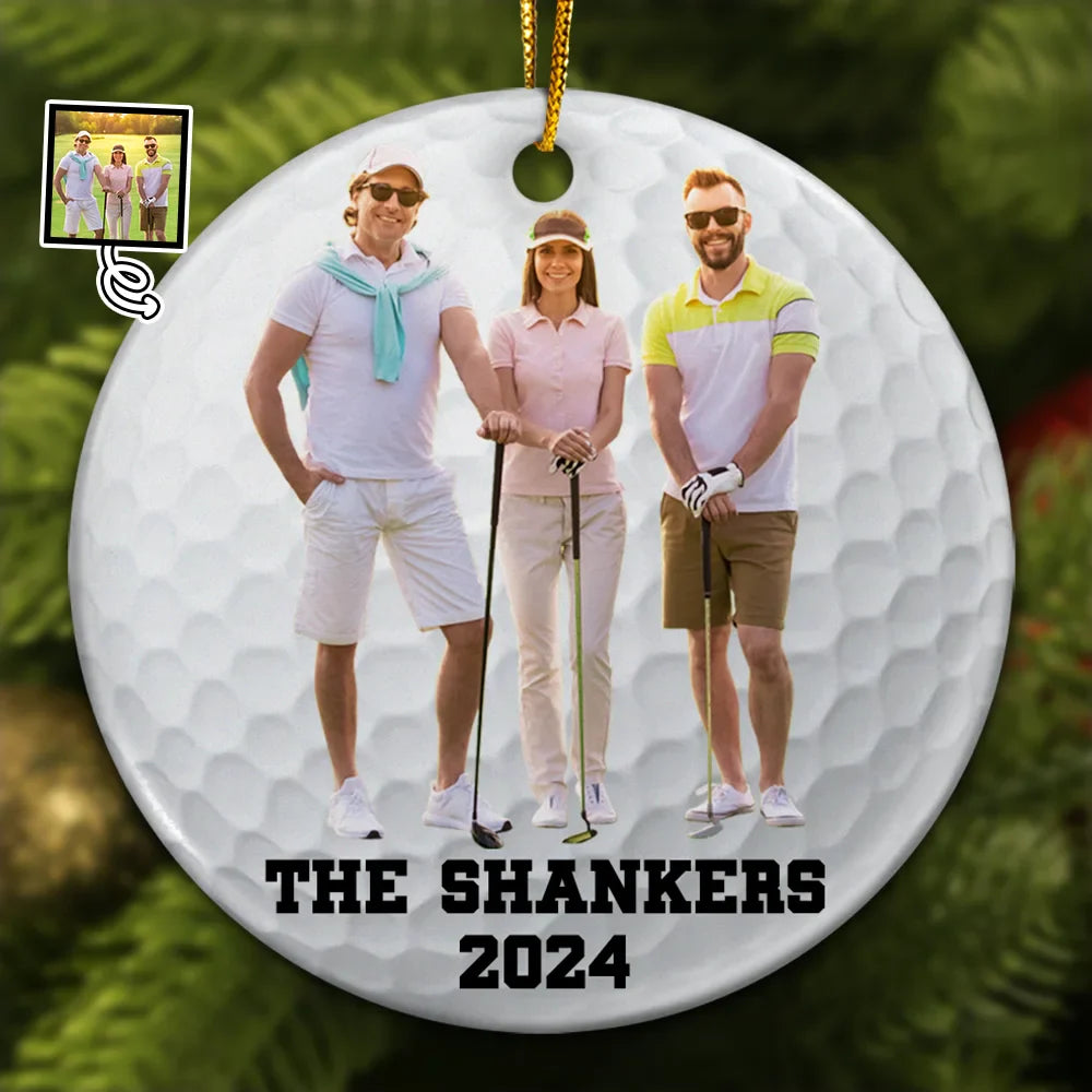 Golf, Gift For Bestie - Custom Photo Golf Team - Personalized Circle Ceramic Ornament