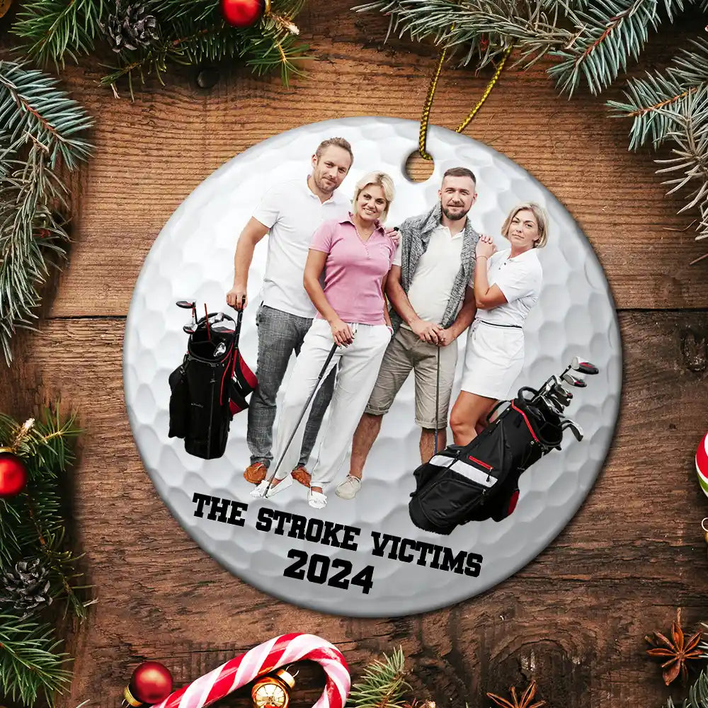 Golf, Gift For Bestie - Custom Photo Golf Team - Personalized Circle Ceramic Ornament