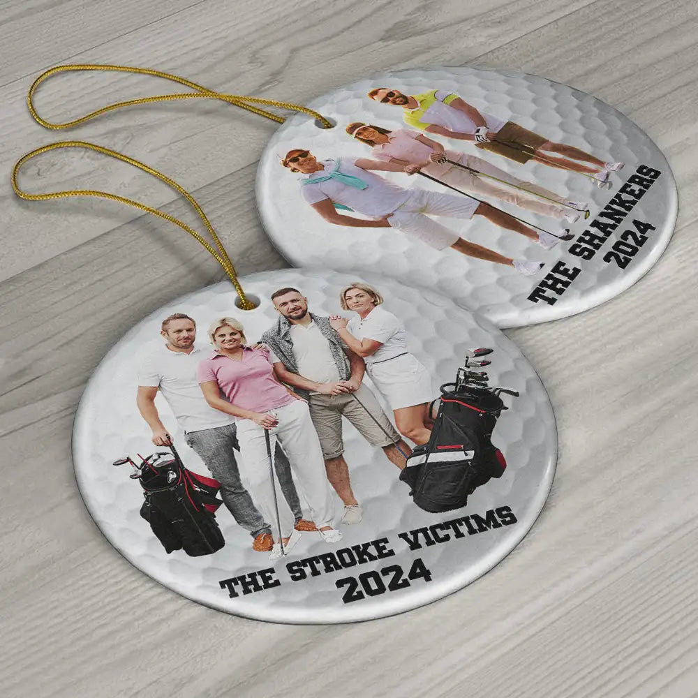 Golf, Gift For Bestie - Custom Photo Golf Team - Personalized Circle Ceramic Ornament