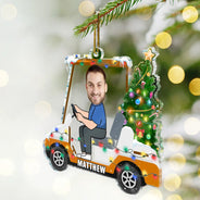 Golf, Gift For Yourself - Custom Photo Funny Face Golf Cart - Personalized Custom Shaped Acrylic Ornament