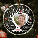 Memorial - Custom Photo A Piece Of My Heart Is In Heaven Memorial - Personalized Circle Glass Ornament