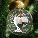Memorial - Custom Photo A Piece Of My Heart Is In Heaven Memorial - Personalized Circle Glass Ornament