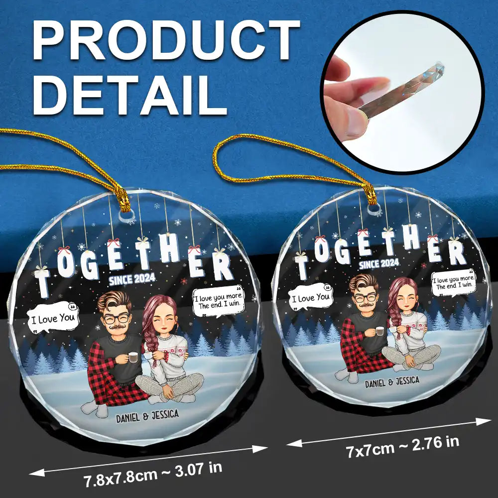 Gift For Couples, Gift For Husband, Gift For Wife, Gift For Boyfriend, Gift For Girlfriend - Christmas Couple Together Since - Personalized Circle Glass Ornament