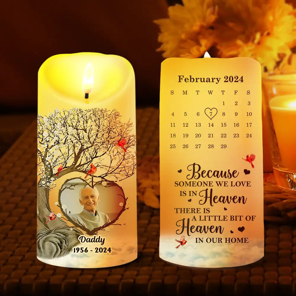 Memorial - Custom Photo Calendar The Day God Called You Home Memorial - Personalized Flameless LED Candle