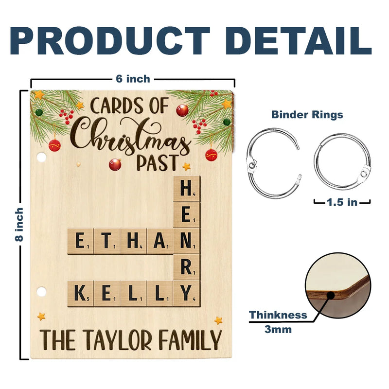 Family - Cards Of Christmas Past Family Crossword Scrabble - Personalized Card Keeper, Card Holder