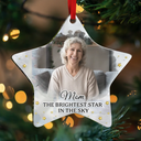 Continue Shopping,Christmas,Memorial,Custom Photo,Sad - Custom Photo Memorial The Brightest Star In The Sky - Personalized Custom Shaped Mirror Ornament
