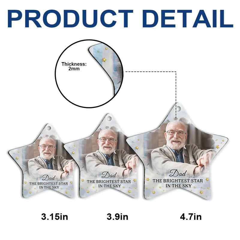 Continue Shopping,Christmas,Memorial,Custom Photo,Sad - Custom Photo Memorial The Brightest Star In The Sky - Personalized Custom Shaped Mirror Ornament