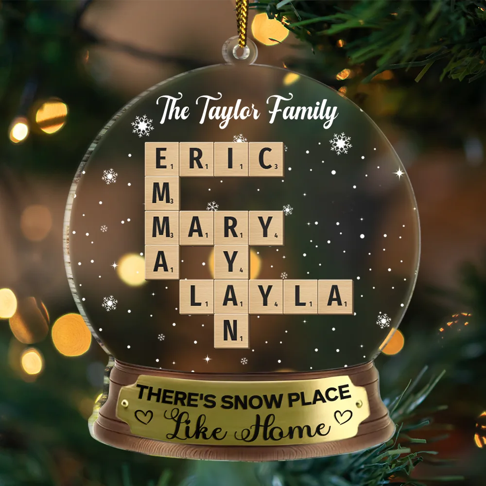 Family - There's Snow Place Like Home Family Crossword Scrabble - Personalized Custom Shaped Acrylic Ornament
