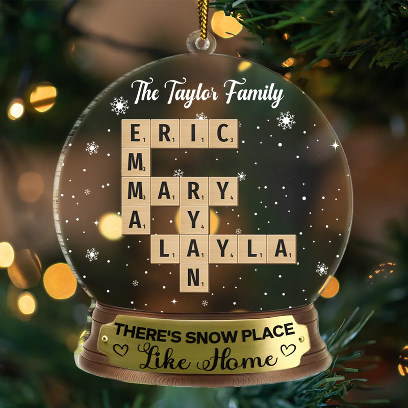Family - There's Snow Place Like Home Family Crossword Scrabble - Personalized Custom Shaped Acrylic Ornament
