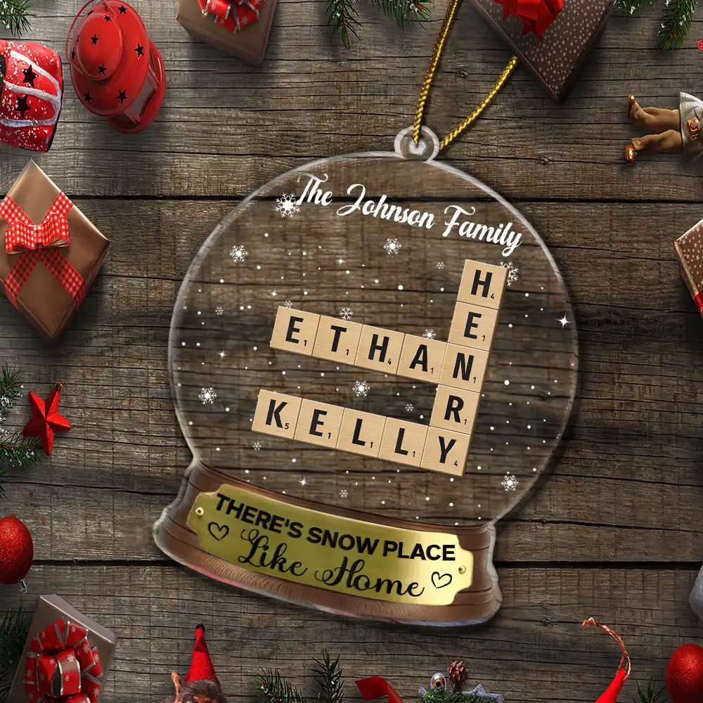 Family - There's Snow Place Like Home Family Crossword Scrabble - Personalized Custom Shaped Acrylic Ornament
