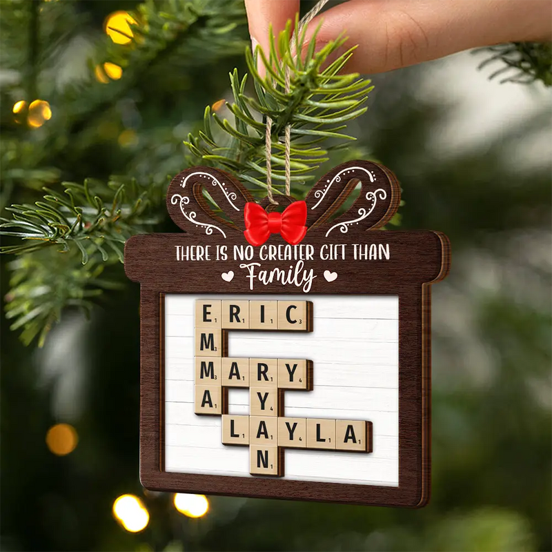 Gift For Bestie,Gift For Sibling,Gift For Sisters,Gift For Brothers,Gift For Grandparents - There's No Greater Gift Than Grandkids Family Friends Crossword Scrabble - Personalized 2-Layered Wooden Ornament