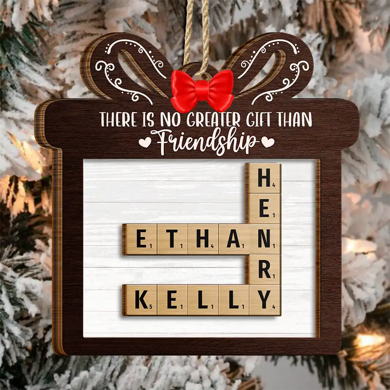 Gift For Bestie,Gift For Sibling,Gift For Sisters,Gift For Brothers,Gift For Grandparents - There's No Greater Gift Than Grandkids Family Friends Crossword Scrabble - Personalized 2-Layered Wooden Ornament