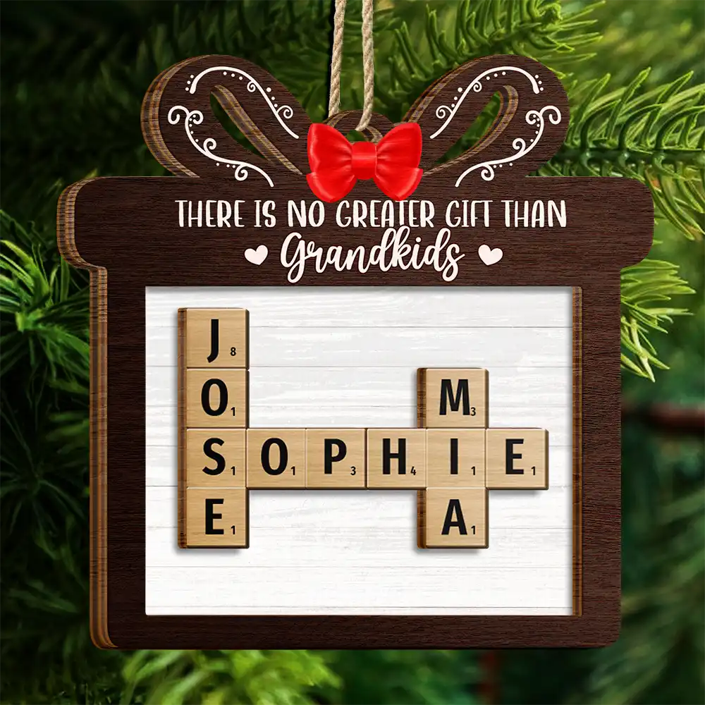 Gift For Bestie,Gift For Sibling,Gift For Sisters,Gift For Brothers,Gift For Grandparents - There's No Greater Gift Than Grandkids Family Friends Crossword Scrabble - Personalized 2-Layered Wooden Ornament