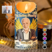 Memorial - Custom Photo Memorial Forever In Our Hearts - Personalized Flameless LED Candle